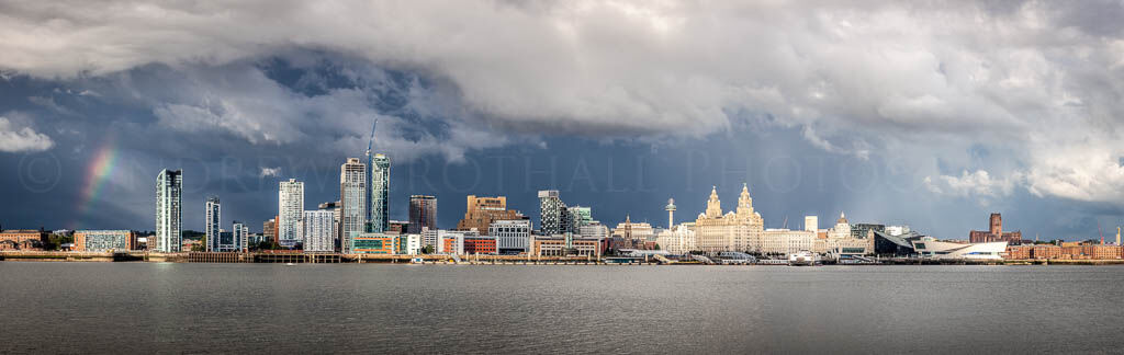 Liverpool waterfront under stormy skies