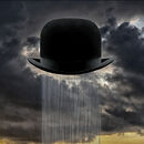 A Walk in the Rain in the style of Magritte