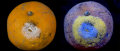 Mould on Satsuma, in visible light, and fluorescing in UV light
