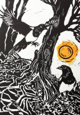 Two for Joy with orange Chiné collé