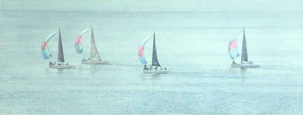 Running before the Wind: watercolour: 75 x 38 cm: £240