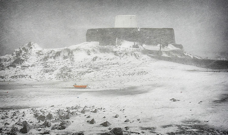 Snow Fall on Beach