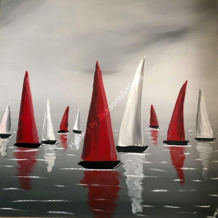 red and white sails