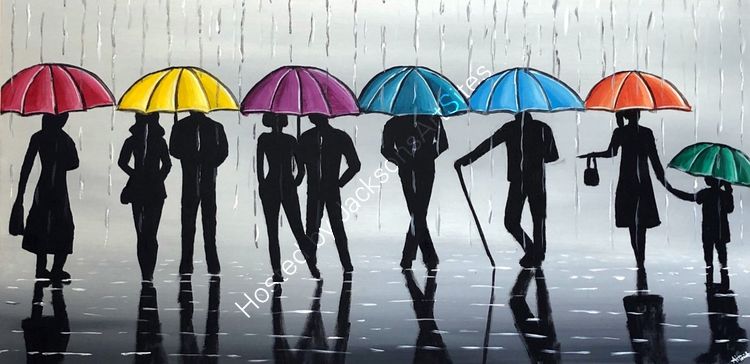 silhouettes and umbrellas