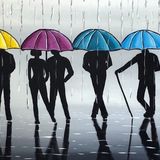 silhouettes and umbrellas