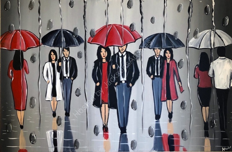 umbrellas in the rain