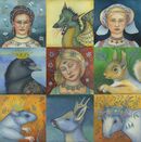 Zoom Conference. An assortment of 9 small mixed media paintings. Each measures 9.5 x 9.5 cm