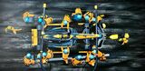 McLaren Pit Stop. Oil on plywood. 36 x 18