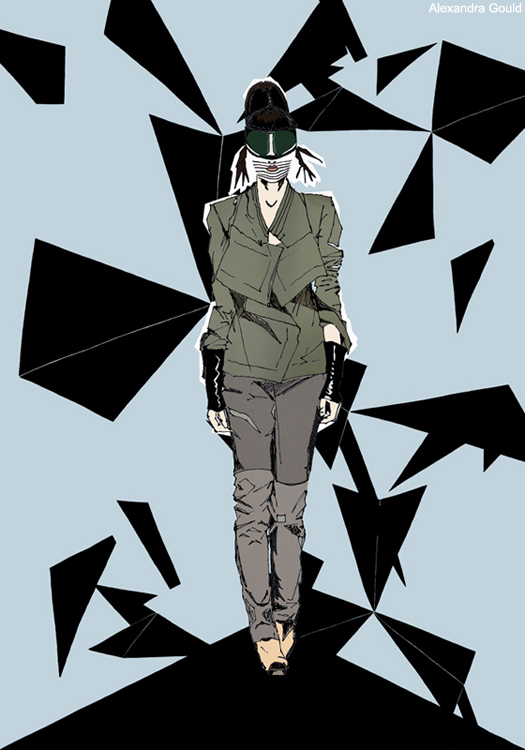 Photoshop illustration of Haizhen Wang's catwalk by Alex Gould