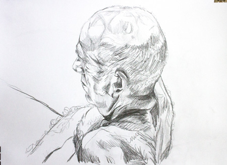 Life Drawing of man's head by Alexandra Gould