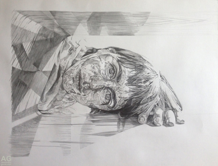 Self portrait in pencil by Alex Gould