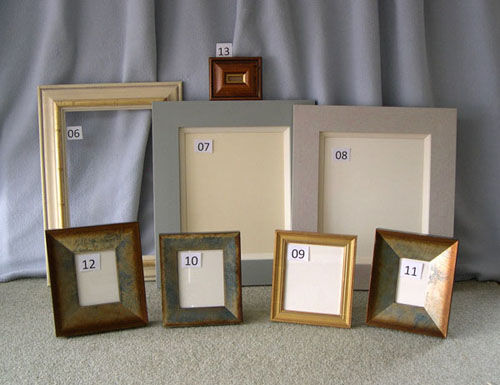 THREE PAINTED FRAMES, FOUR PHOTO FRAMES, ONE SMALL-SIGN FRAME