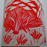 Hedgehog Pine Cone (Red), cream card 240 gsm