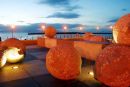Ardrossan Harbour taekn at dusk showing art work