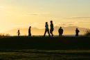 Enjoying the sunset at Doonfoot Alloway with he Isle of Arran in the background