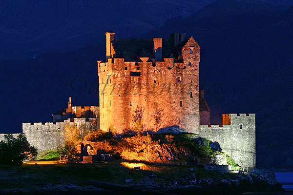 Floodlit Eilean Donan Castle