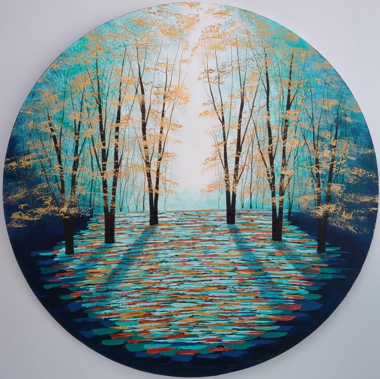 Gold and Blue Forest Glade
