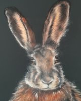Hare on grey SOLD
