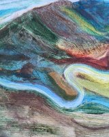 Winnat's Pass, mixed media on board