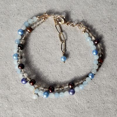 Pearl Aquamarine & Quartz Bracelet £36