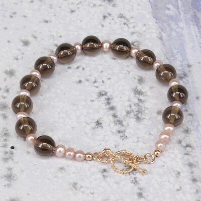 Smokey Quartz and Pearls with 14k Gold Filled Toggle £35