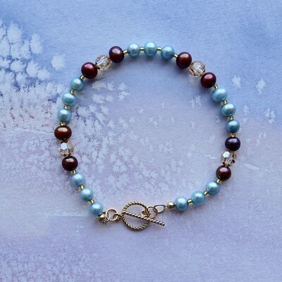 Round Pearls & Swarovski Crystal with 14k Gold Filled Toggle £38