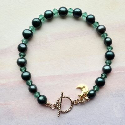 Button Pearls & Glass with Charm & 14k Gold Filled Toggle £38
