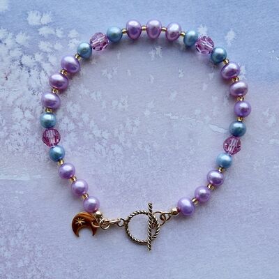Round Pearls & Swarovski with Charm & 14k Gold Filled Toggle £39