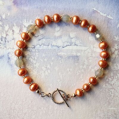 Round Pearls & Swarovski Crystal with 14k Gold Filled Toggle £38