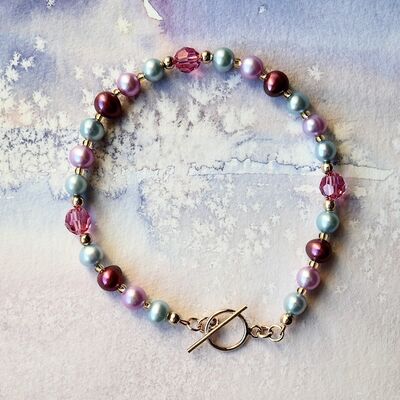 Round Pearls & Swarovski Crystal with 14k Gold Filled Toggle £38