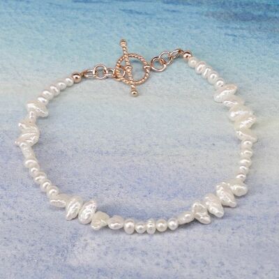 BIWA and Small Pearls with Rose Gold Vermeil Toggle £35