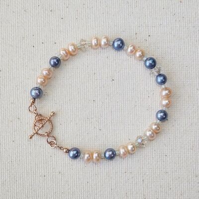 Pearls & Swarovski Crystal with Rose Gold Vermeil Toggle £30