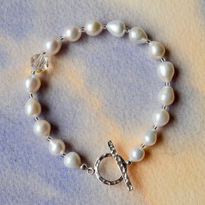 Large Pearls with Swarovski Bead and Sterling Silver Toggle £37