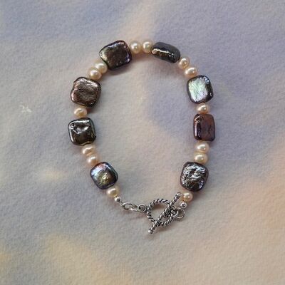 Square and Button Pearls with Sterling Silver Toggle £36
