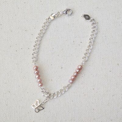 Sterling Silver Double Curb Chain with Pearls and Charm £35