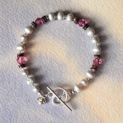 Pearls with Swarovski Beads with Sterling Silver Heart Toggle £38
