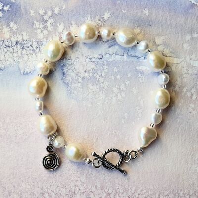 Mixed Pearls with Sterling Silver Toggle & Charm