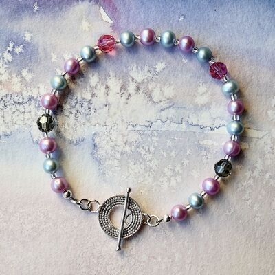 Round Pearls with Swarovski Beads & Sterling Silver Toggle £38