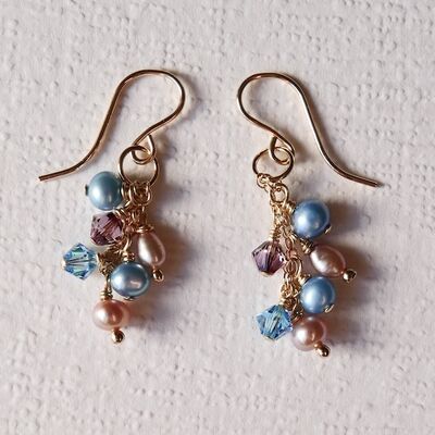 Pearl & Swarovski Beads on 14k Gold Filled Chain & Hooks £20
