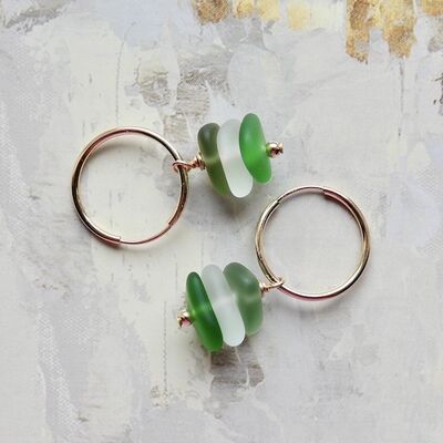 Sea Glass Nuggets on 14k Gold Filled Hoops £20