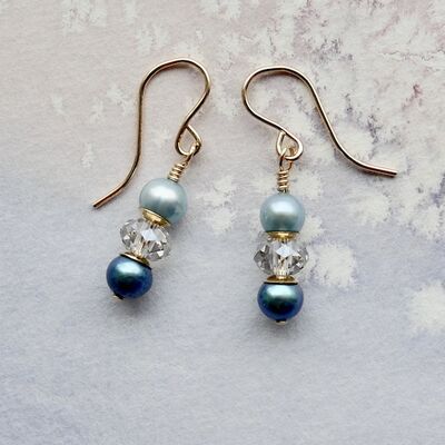 Round Pearls & Swarovski Beads on 14k Gold Filled Hooks £16