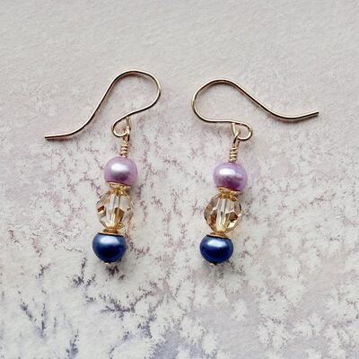 Round Pearls & Swarovski Beads on 14k Gold Filled Hooks £16