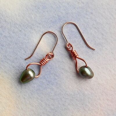 Pearl Ovals & Copper on Rose Gold Filled Hooks £15