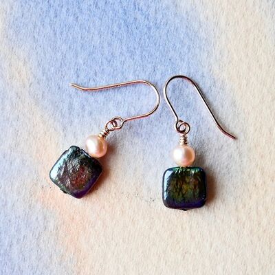 Square & Round Pearls on Rose Gold Filled Hooks £15