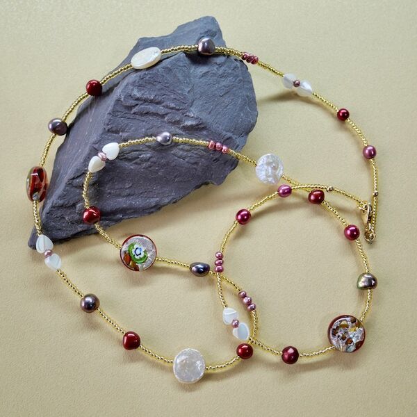 Long Necklace with Pearls Glass & Gold Filled Clasp£30 Long Necklace with Pearls Glass & Gold Filled Clasp £30