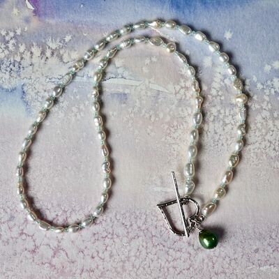 Rice Pearls with Pearl Charm & Large Sterling Silver Toggle £49