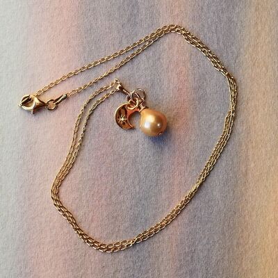Baroque Pearl with Gold Vermeil Chain & Charm £43