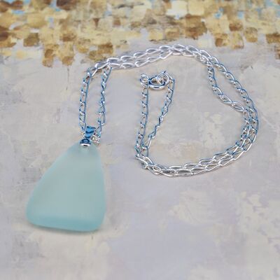 Sea Glass Nugget with Chunky Sterling Silver Bail & Chain £45