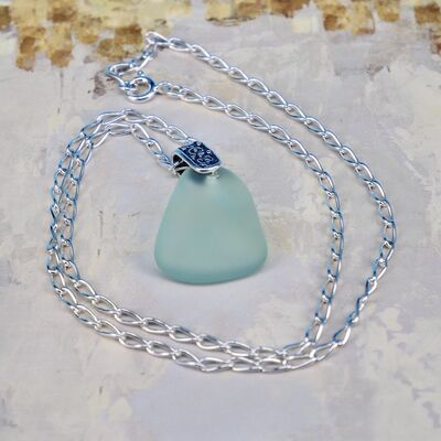 Sea Glass Nugget with Chunky Sterling Silver Bail & Chain £45