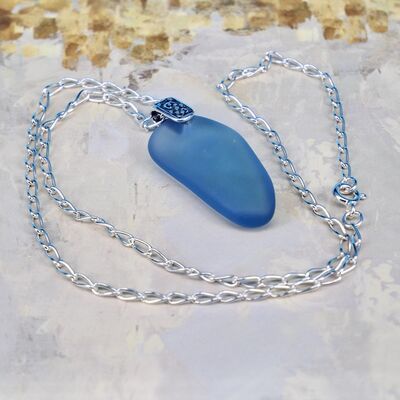 Sea Glass Nugget with Chunky Sterling Silver Bail & Chain £45